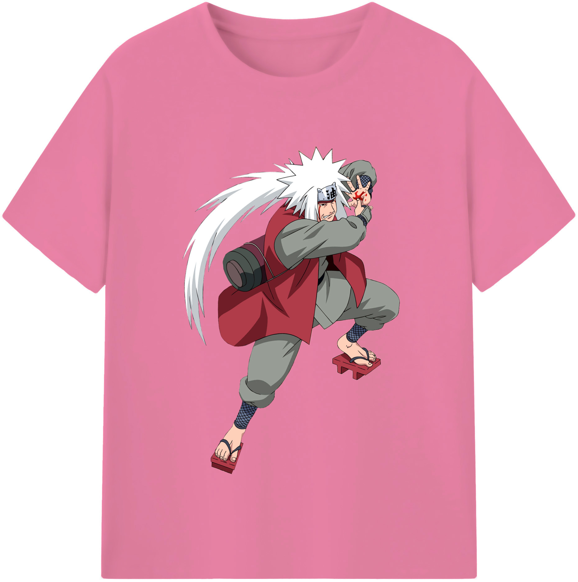 （画像用） NARUTO -ナルト- 自来也（じらいや） Jiraiya 綿100％半袖Tシャツ（フロントプリント）